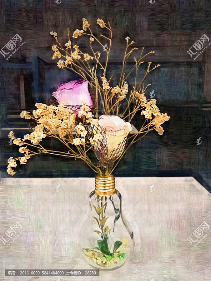 油畫,創(chuàng)意插花