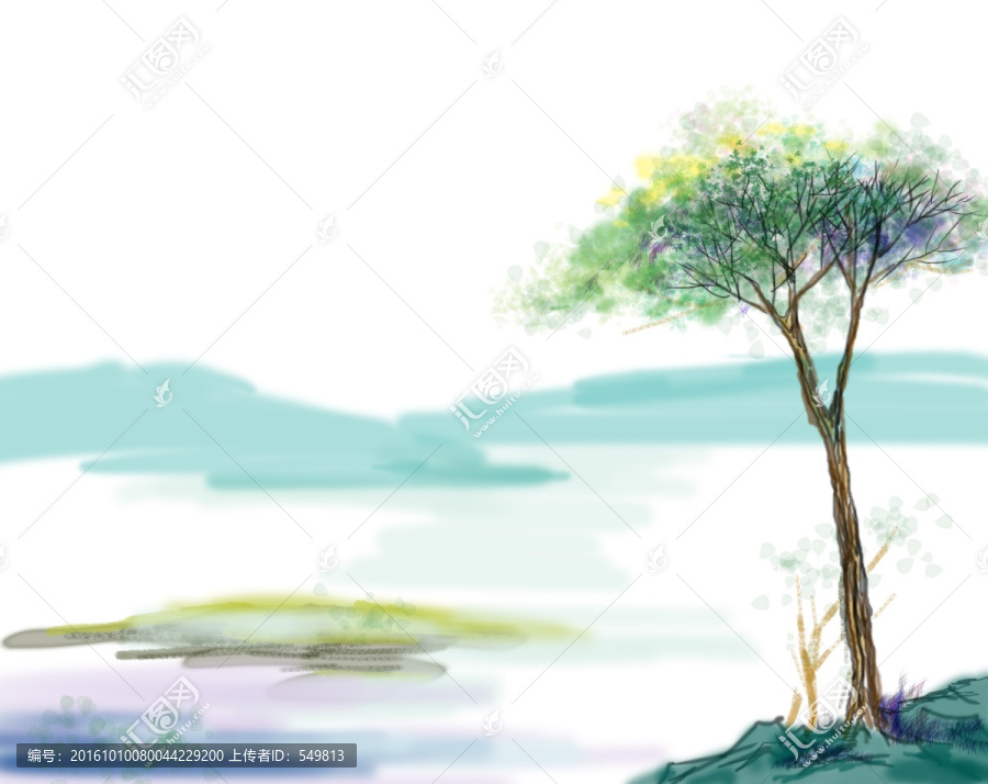 電腦仿國畫山水
