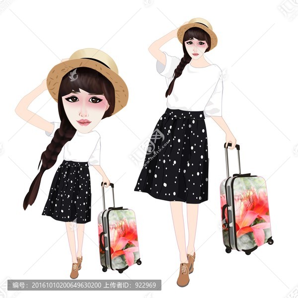 都市女孩,戴帽子女孩,旅游