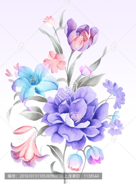 手繪玫瑰百合花