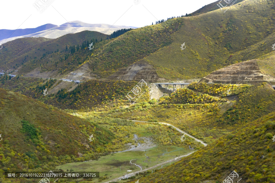 若尔盖草原牧场,山地光影