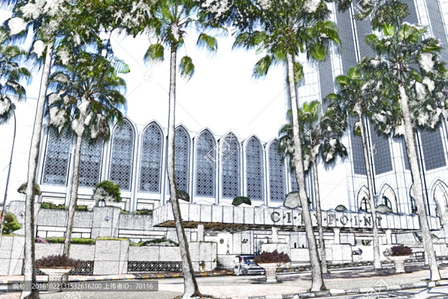 彩色鉛筆畫,吉隆坡街景