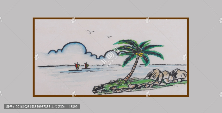 簡(jiǎn)筆畫海邊風(fēng)景
