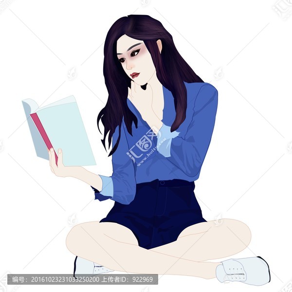 學(xué)習(xí),卡通女孩,看書(shū)美女