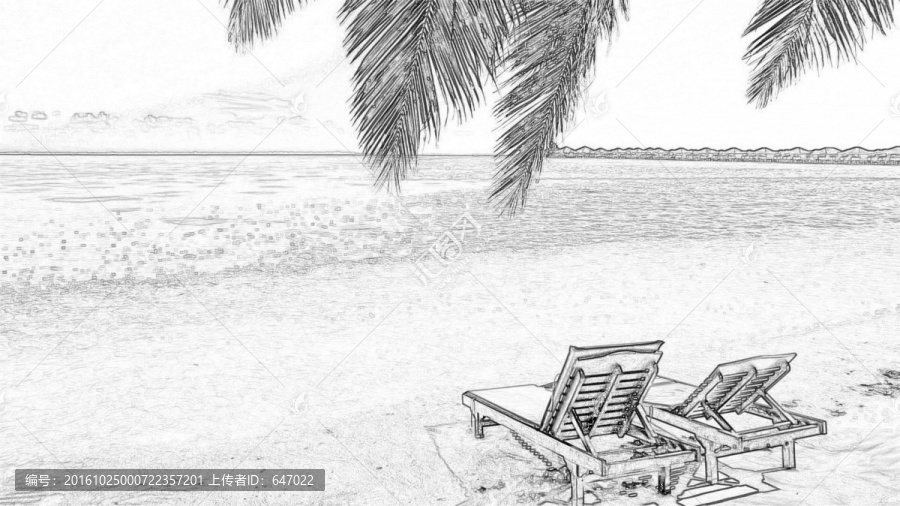 海邊風(fēng)景線描