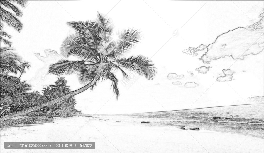 海邊風(fēng)景線描
