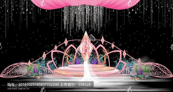 粉色系歐式花紋婚禮舞臺