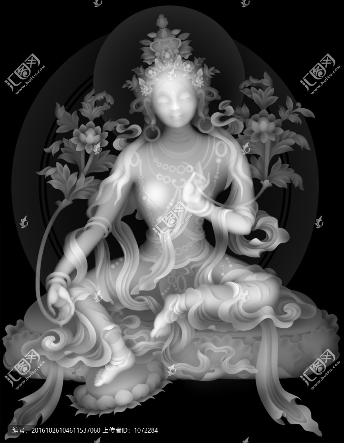 藏佛綠度母唐卡