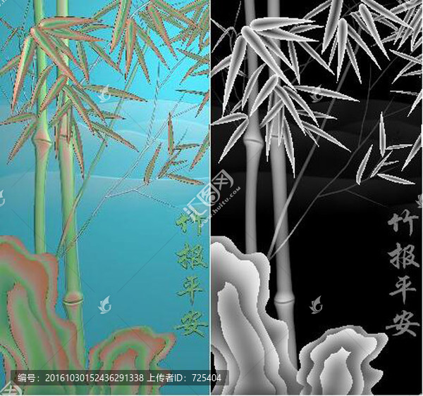 竹報平安玄關背景墻浮雕圖