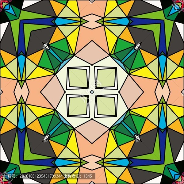 染色玻璃圖像,幾何圖案