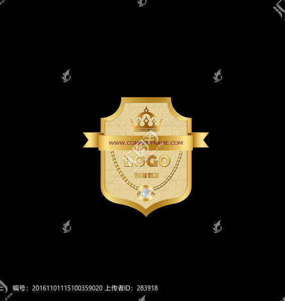黃金鑲嵌鉆石金屬徽章作品