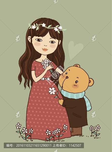女孩和小熊