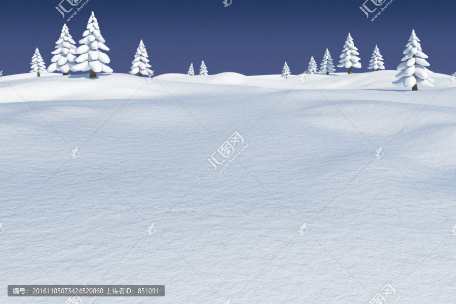 雪景觀和冷杉樹
