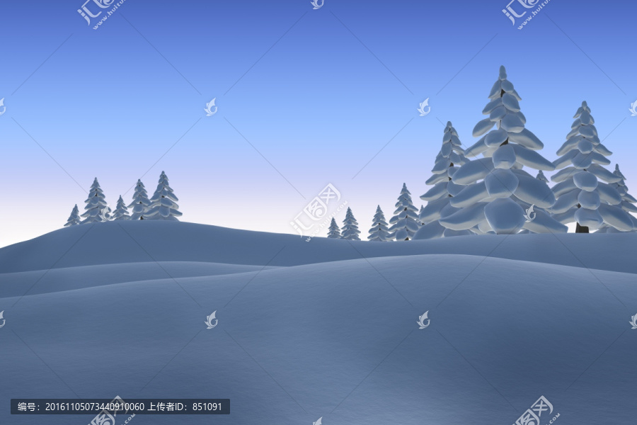 雪景觀和冷杉樹