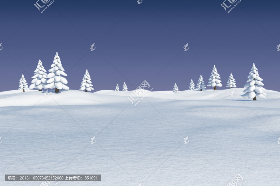 雪景觀和冷杉樹