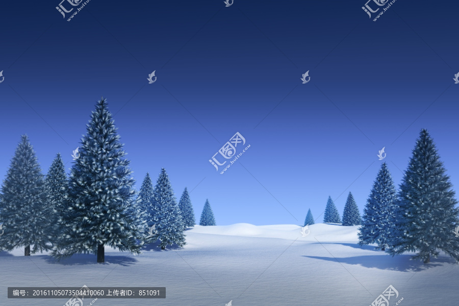 夜幕降臨的雪景