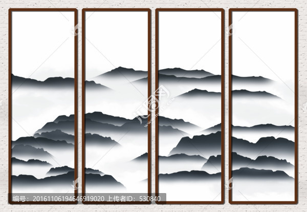 四聯(lián)水墨裝飾畫(huà)