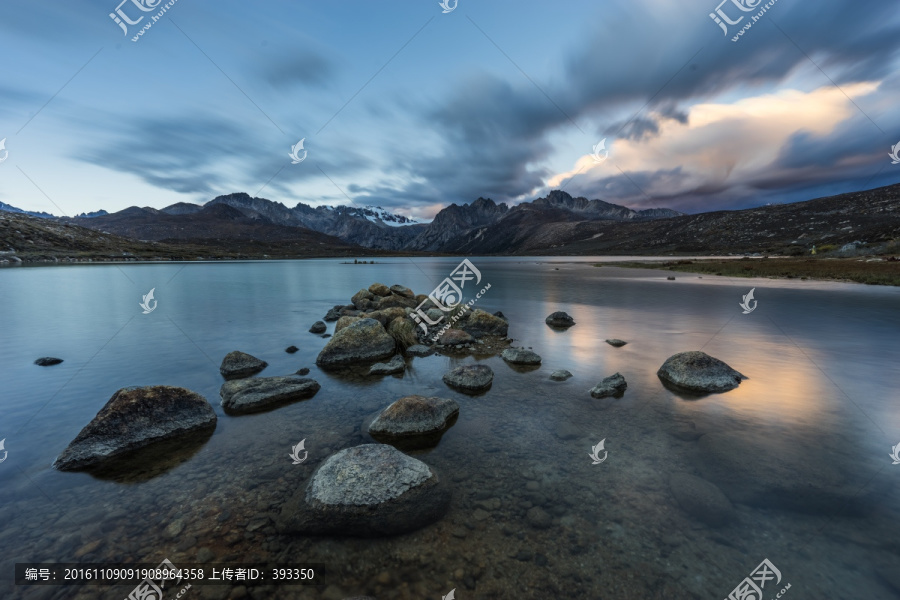 海子山姊妹湖,日落,夕照