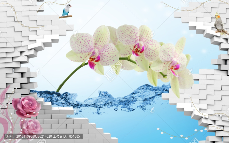 蝴蝶蘭3D墻,tif分層