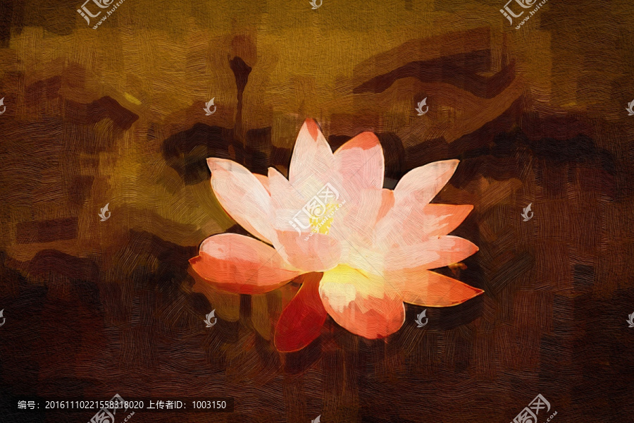 油畫荷花,無(wú)框畫,裝飾畫
