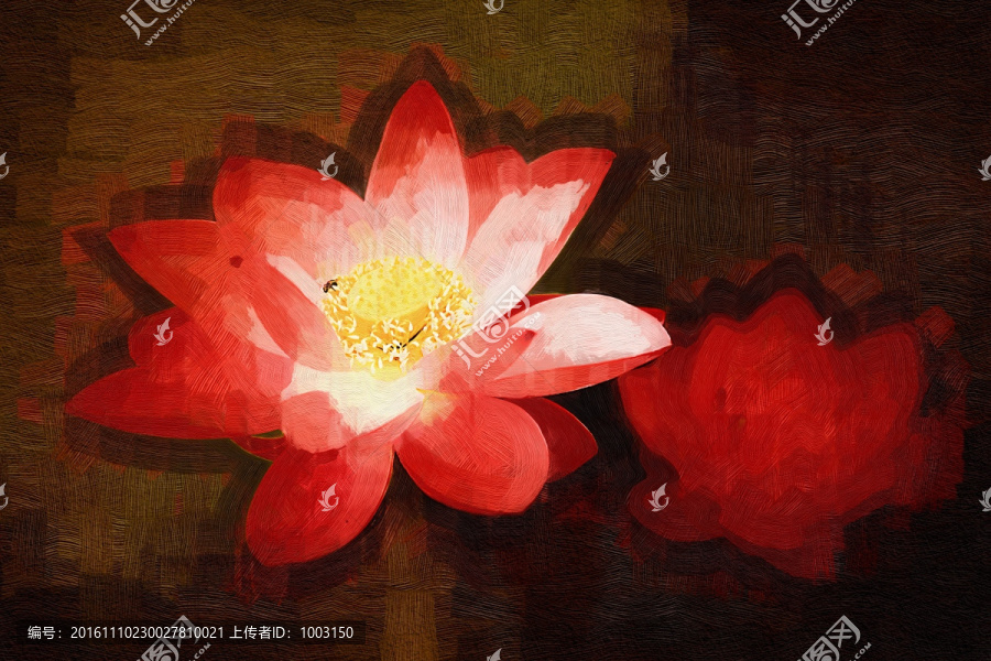 無(wú)框畫(huà),油畫(huà)荷花