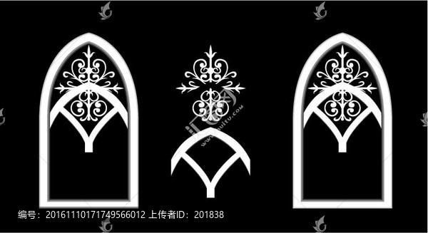 尖角歐式鐵藝矢量拱門副門
