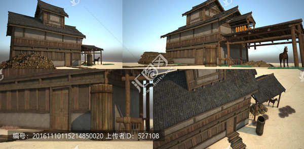 3D模型古建民房馬棚柴堆