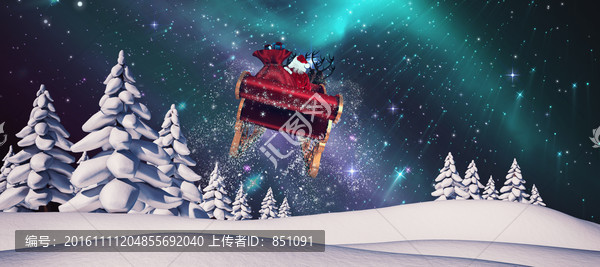 圣誕老人坐著雪橇的復合形象
