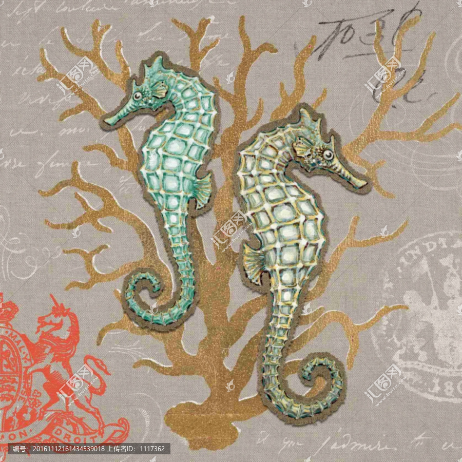 海馬歐美無框畫,地中海,海洋