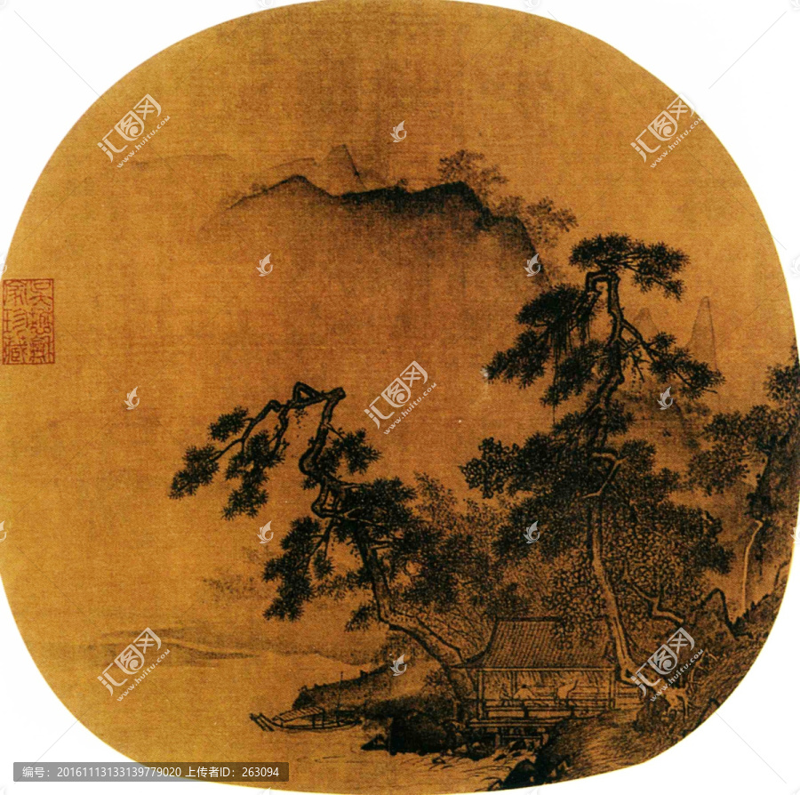 夏圭,觀瀑圖