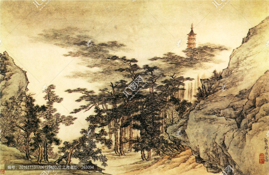 山水圖,鄒拮