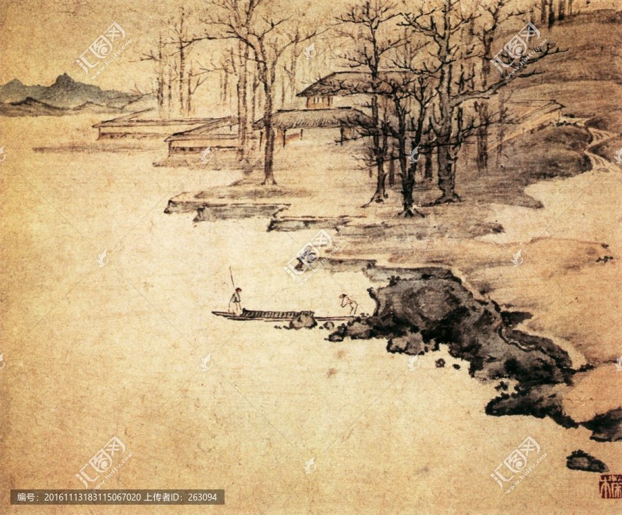 葉欣,荷塘水榭圖