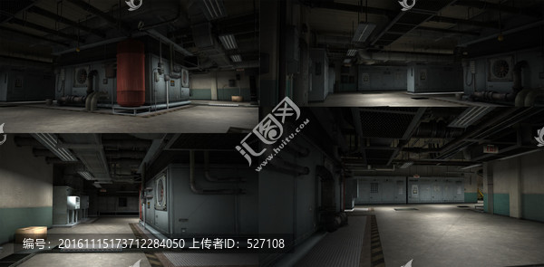 3DSmax模型負(fù)層電機(jī)房管道