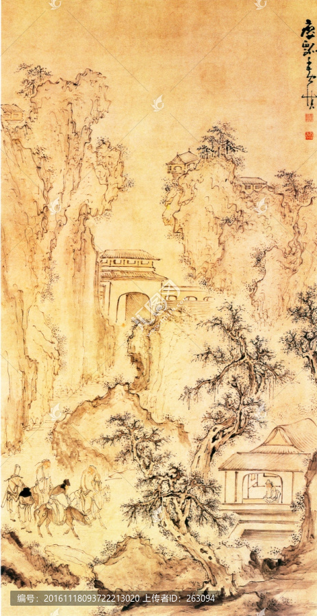 黃慎,攜琴訪友圖