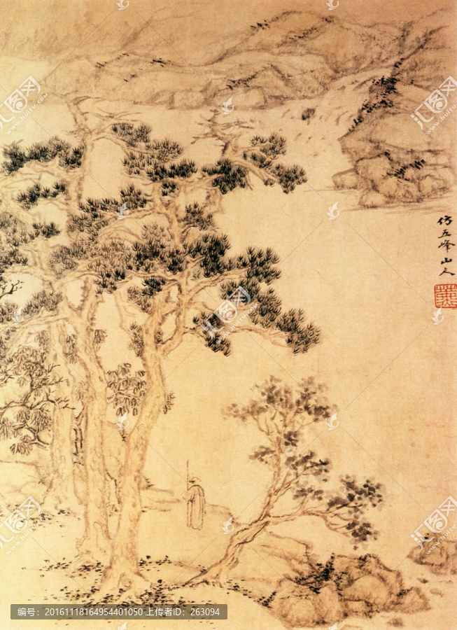 方薰,映花書屋圖
