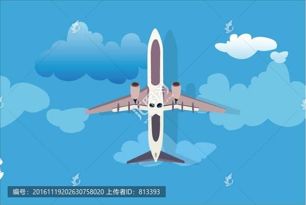 藍(lán)天中的飛機(jī)矢量素材