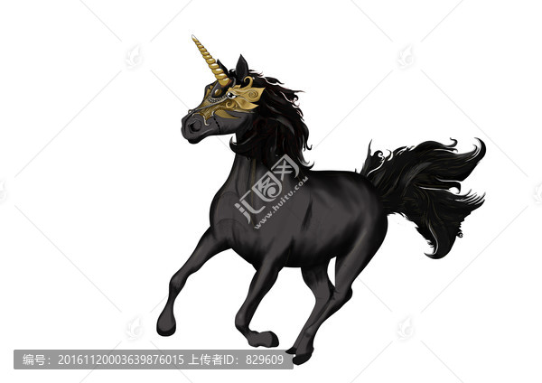 裝飾插畫黑金馬