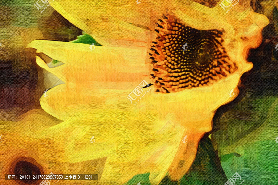 花卉油画,向日葵