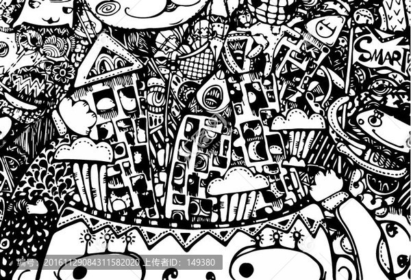 黑白插畫房子