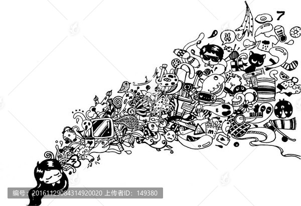黑白插畫幻