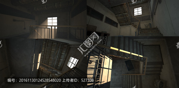 3DSMAX場景模型光照樓梯間