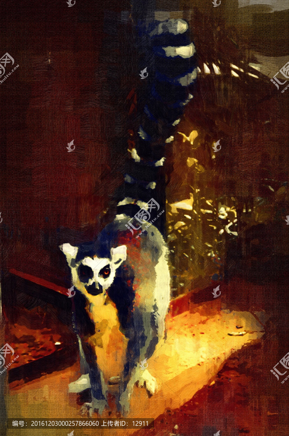 動(dòng)物油畫,狐猴