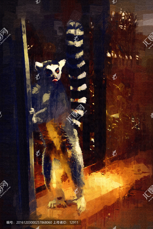 動(dòng)物油畫,狐猴