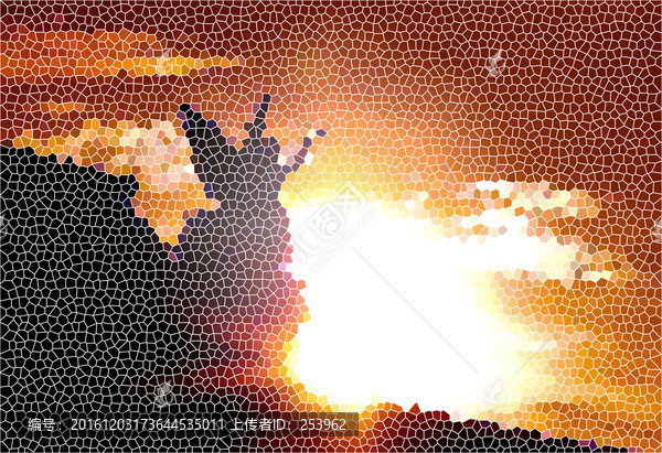 夕照天使彩色玻璃