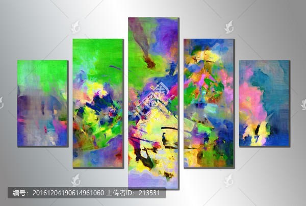 無框畫,抽象畫,五聯(lián)畫
