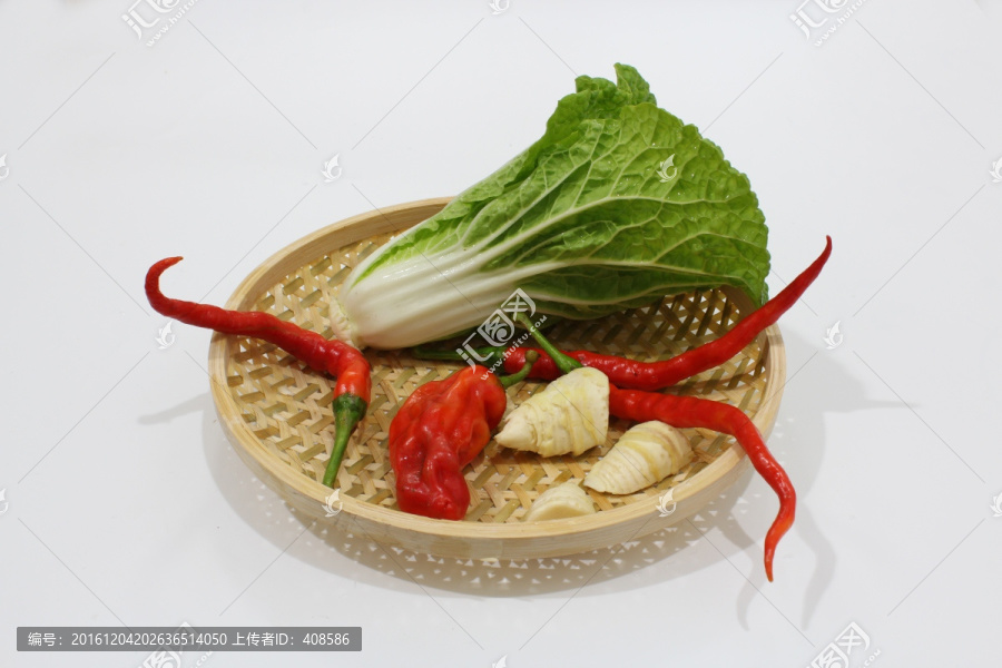 卷心菜,冬笋,红辣椒,簸箕