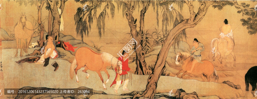 趙孟順,浴馬圖