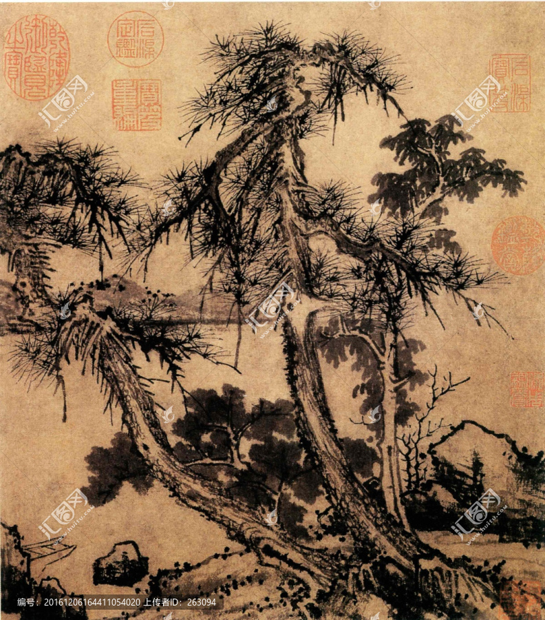 趙雍,松溪釣艇圖