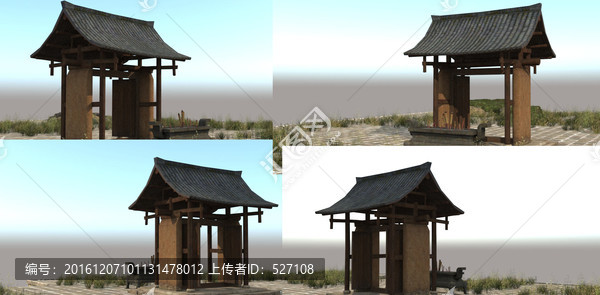 3DSMAX模型民居磚房門香爐