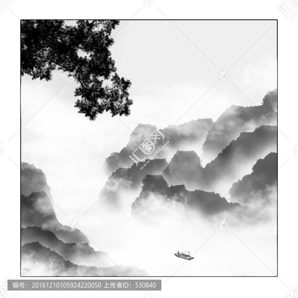 水墨山水畫(huà),古風(fēng)裝飾畫(huà)